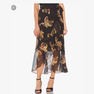 VINCE CAMUTO Paisley Spice Ruffle Midi Skirt